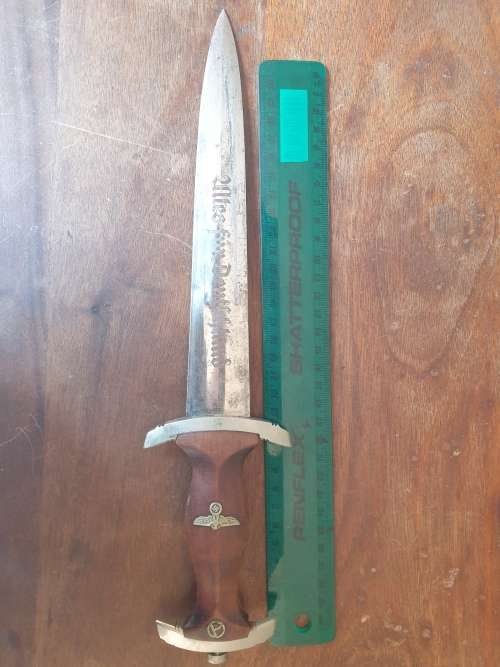 Original German WW II storm troopers officers dagger and scabbard.